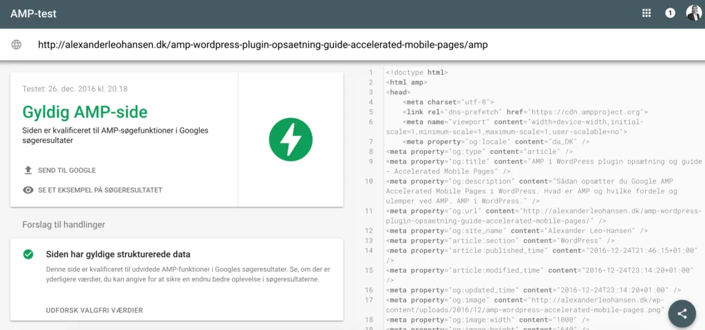 amp wordpress validering