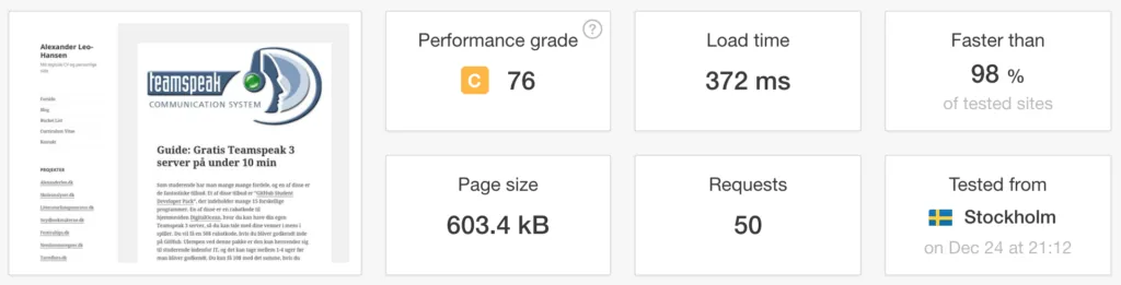 wordpress hastighed